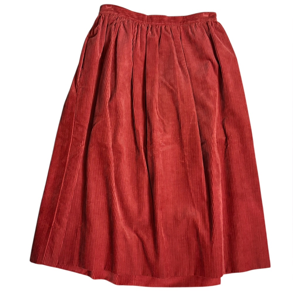 Vintage Laura Ashley Corduroy Skirt Vest Set Brick Red 10 - Picture 5 of 11